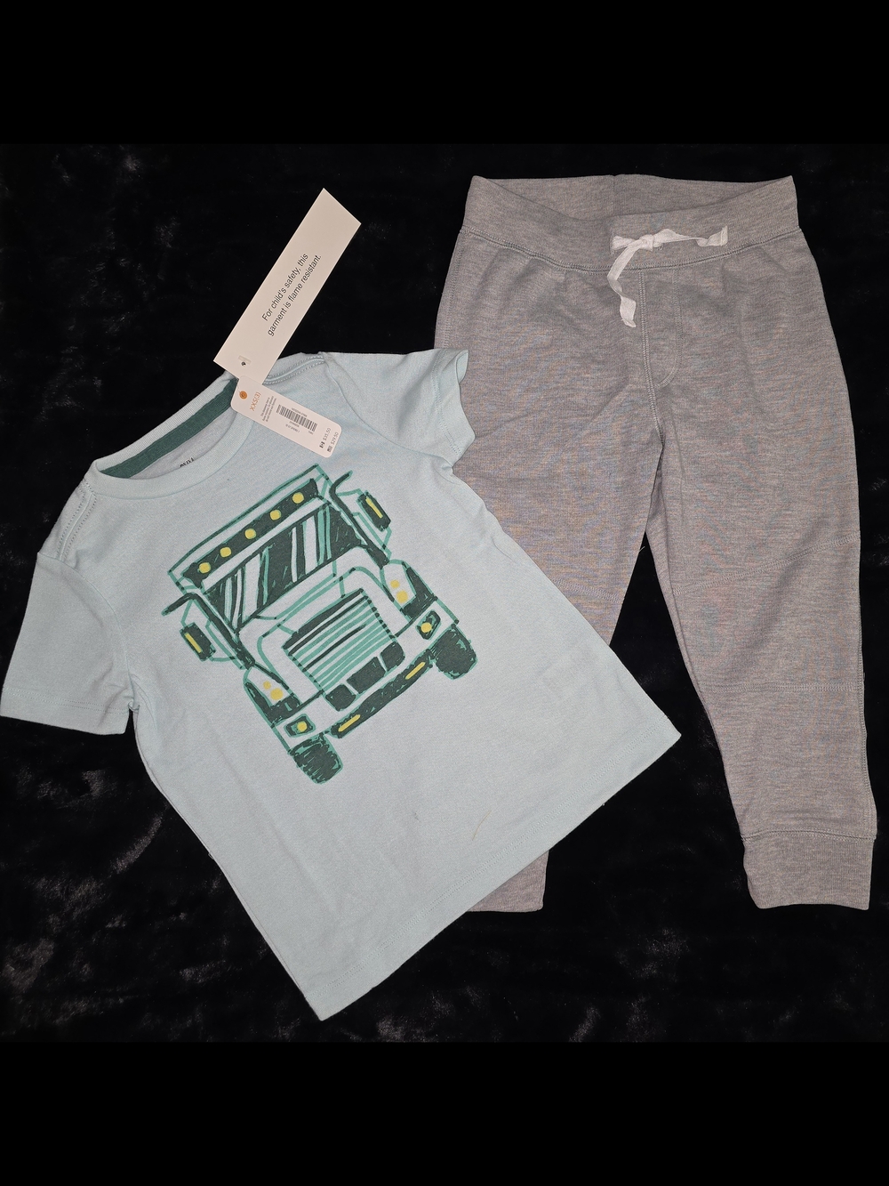 XXS (3) Gymboree Light Blue Truck Short-Sleeve Tee & Gray Jogger Pajama Set